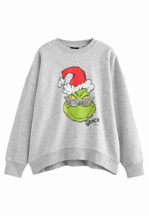 COOL CHRISTMAS GRINCH SEQUIN FRONT GRAPHIC CREW NECK  - Sweatshirt - grey lime green
