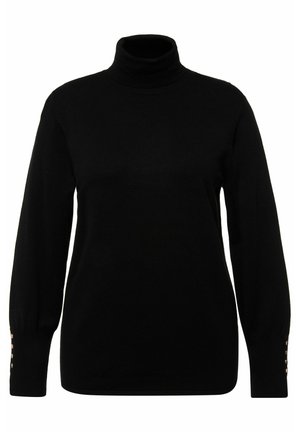 Ulla Popken ROLLKRAGEN ZIERKNÖPFE LANGARM - Strickpullover - black