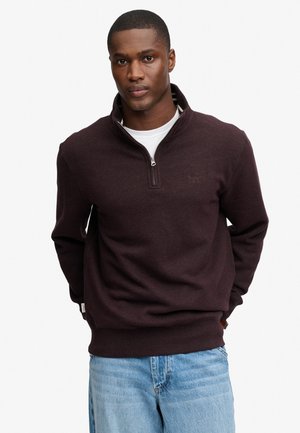 Superdry & Co, SUPERDRY SWEATSHIRT ESSENTIAL SERIF LOGO HALF ZIP - Sweatshirt - heritage port marl