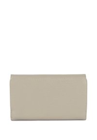 Portafoglio in pelle grigio chiaro con finitura testurizzata, forma rettangolare e linee eleganti. Nessuna ferramenta o motivo visibile.