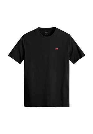 Zwarte katoenen t-shirt met een ronde hals, korte mouwen en een klein rood Levi's-logo op de linkerkant van de borst. Lichtgewicht en eenvoudig ontwerp.