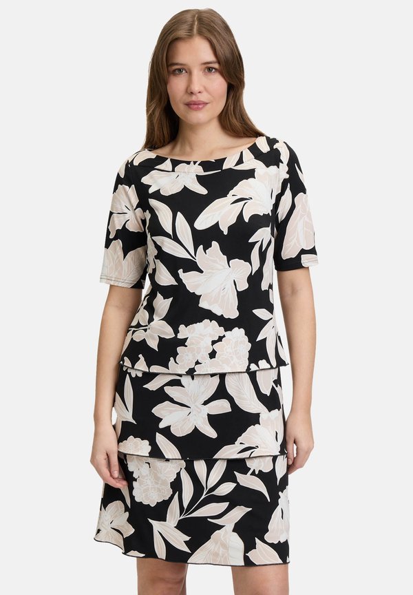 GELAAGDE KORTE MOUWEN - Freizeitkleid - zwart beige