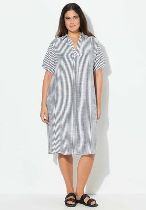 Ulla Popken COASTAL STRIPED SHORT SLEEVE COLLARED - Denní šaty - marine