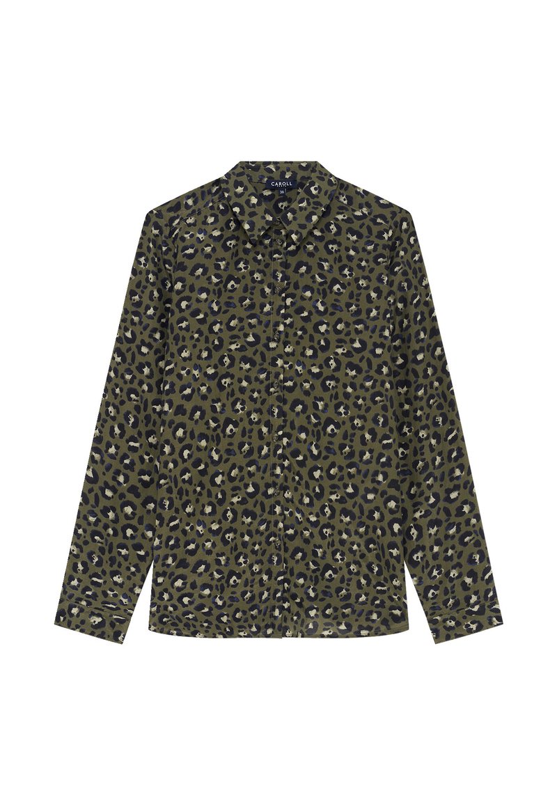 Blouse Caroll Verte Imprimé Fleuri - Taille 36 (S), Viscose/soie, Très Bon état