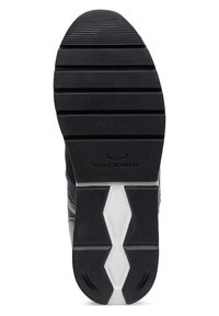 Semelle de sneaker noire avec des rainures horizontales, dotée d'un liseré de semelle intermédiaire blanche. La marque 'VOILE BLANCHE' est embossée près du talon. Caoutchouc texturé.
