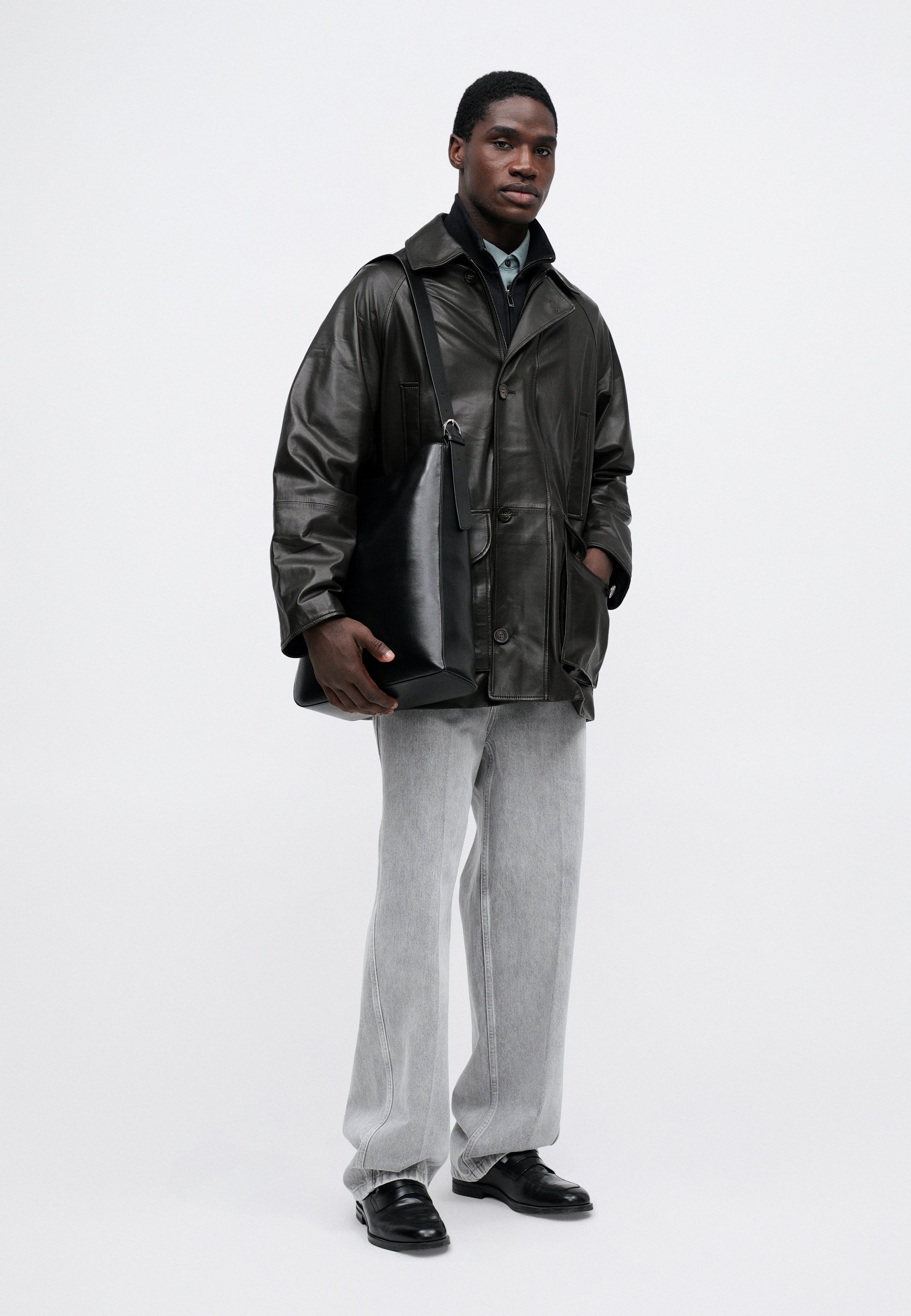 Emporio Armani JACKET - Leather jacket - black - Zalando