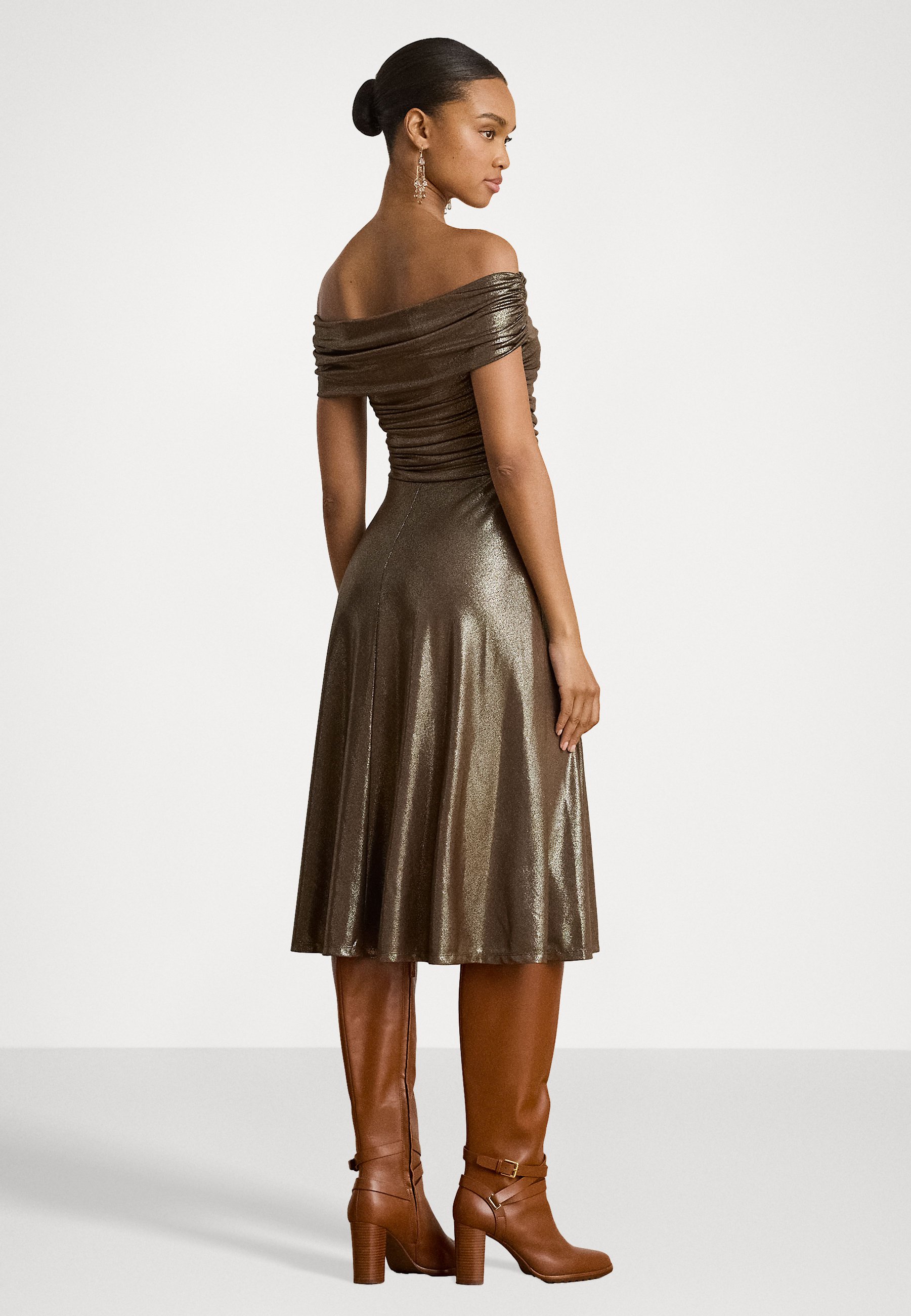Lauren Ralph Lauren METALLIC OFF THE SHOULDER COCKTAIL DRESS