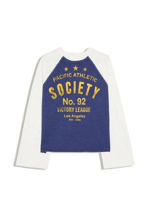 Bershka, LONG RAGLAN SLEEVE WITH CONTRAST PRINT - T-SHIRT - T-shirt à manches longues - royal blue