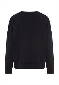 Sweatshirt noir avec col rond, manches longues et poignets et ourlet côtelés. Fabriqué en un mélange de coton doux avec une texture lisse.