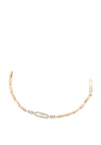 Colier din aur cu linkuri lungi și un pandantiv rectangular central decorat cu diamante și un model de cheie grecească.