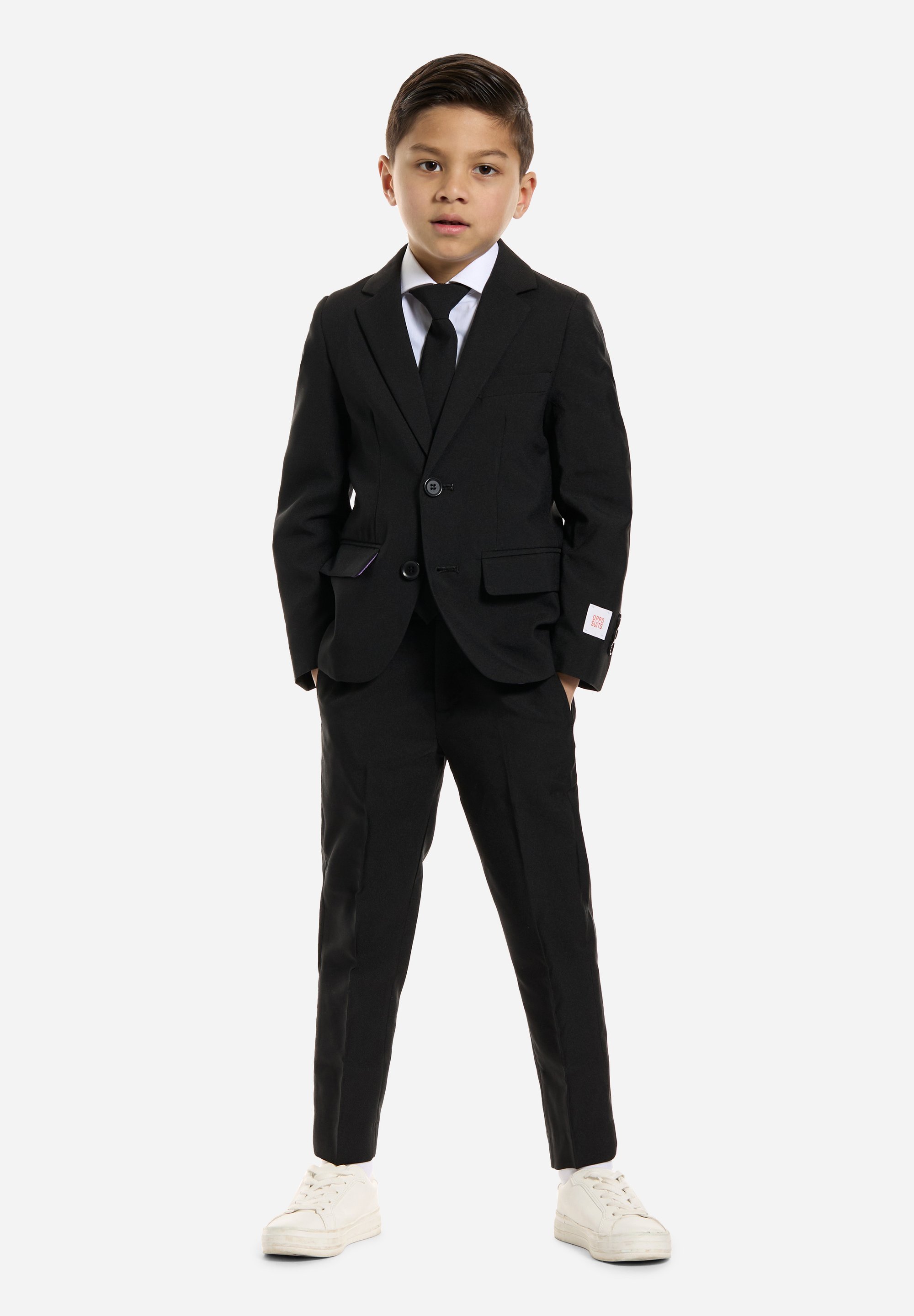 Chemise Garçon Avec Cravate Amovible - Taille 4-5 Ans - Blanc/noir/violet à Carreaux - Occasion