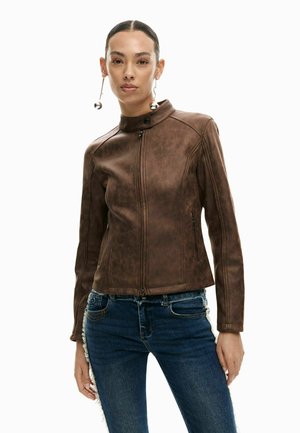 Jachetă din imitație de piele - brown