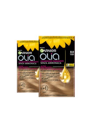 GARNIER TINTA CAPELLI OLIA COLORAZIONE PERMANENTE SENZA AMMONIACA COPRE IL 100% DEI CAPELLI BIANCHI CON OLI DI FIORI DI ORIGINE NATURALE - 2 PACK - Tinte capelli - biondo chiaro