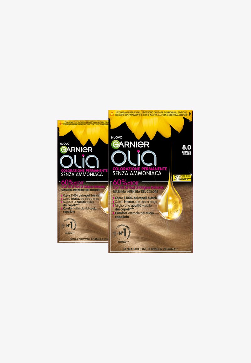 Garnier - GARNIER TINTA CAPELLI OLIA COLORAZIONE PERMANENTE SENZA AMMONIACA COPRE IL 100% DEI CAPELLI BIANCHI CON OLI DI FIORI DI ORIGINE NATURALE - 2 PACK - Tinte capelli - biondo chiaro, Ingrandire