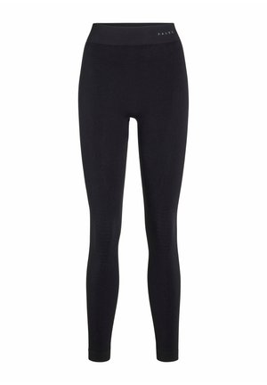 Zwarte leggings van een zachte, rekbare stof. Hoog ontwerp van de tailleband met subtiele textuur en een gladde afwerking. Merklogo op de tailleband.