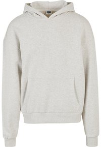 Felpa beige a maniche lunghe con cappuccio, tasca a kangaroo frontale e polsini a coste, taglia media.