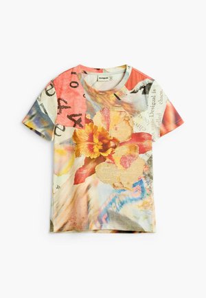 Desigual, FLORAL PRINTED T-SHIRT - Tričko s potlačou - pink