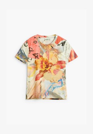 Desigual, FLORAL PRINTED T-SHIRT - Tričko s potlačou - pink