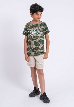 MANCHES COURTES COL ROND NIRAMAXJ - T-shirt imprimé - beige/green