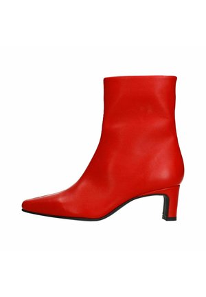 MANFIELD BORDEAUXROTE LEDERSTIEFELETTEN MIT ABSATZ - Lage laarzen - rot