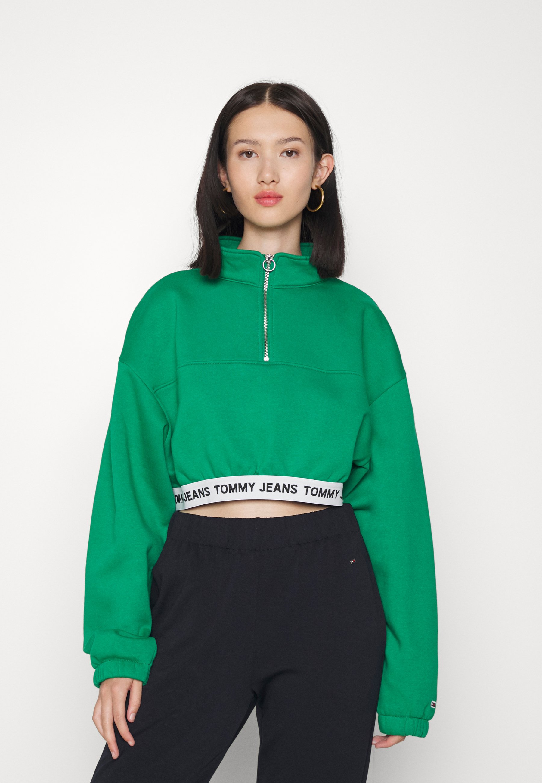 tommy badge quarter zip drawstring sweatshirt