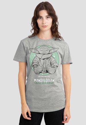 THE MANDALORIAN RELAXING GROGU YOGA - T-Shirt print - mottled light grey
