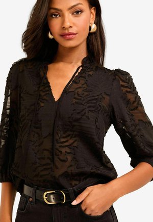 Lipsy REGULAR FIT - 3/4 SLEEVE TIE NECK - Blůza - black
