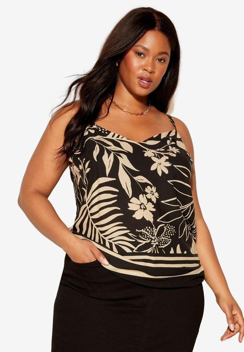 Curves Like These BORDER STRAPPY - REGULAR FIT - Topp - black white
