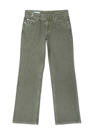 Stradivarius, LOW-WAIST STRAIGHT-LEG HAMMER-LOOP JEANS - Jean boyfriend - khaki