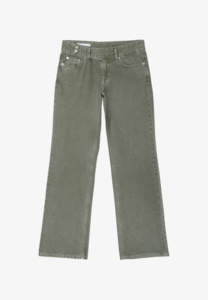 Stradivarius, LOW-WAIST STRAIGHT-LEG HAMMER-LOOP JEANS - Jean boyfriend - khaki