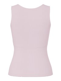 Αμάνικη ροζ παστέλ εφαρμοστή μπλούζα με στρογγυλή λαιμόκοψη και λεία, αδιάκοπη πλάτη.
