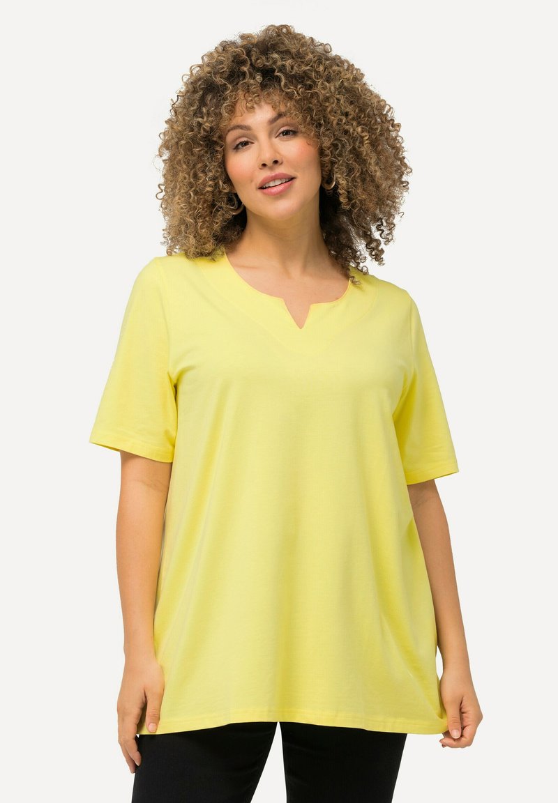 Ulla Popken A-LINIE HALBARM - T-shirt con stampa - lemon yellow