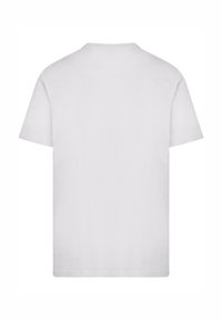 White cotton t-shirt, short sleeves, round neck, plain design, no visible graphics or logos, standard fit, smooth texture.