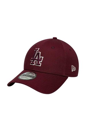 Casquette de baseball réglable couleur marron foncé avec le logo "LA" brodé en blanc sur le devant et le logo New Era sur le côté.