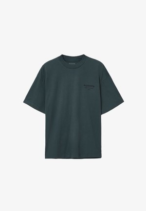 Donkergroene katoen t-shirt met korte mouwen, een ronde hals, en een kleine zwarte afdruk van het merklogo op de linkerborst.