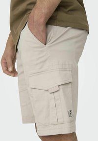 Beige cargoshorts lavet af bomuld med sidelommer og en laplomme. Har et mærke på siden og en afslappet pasform.