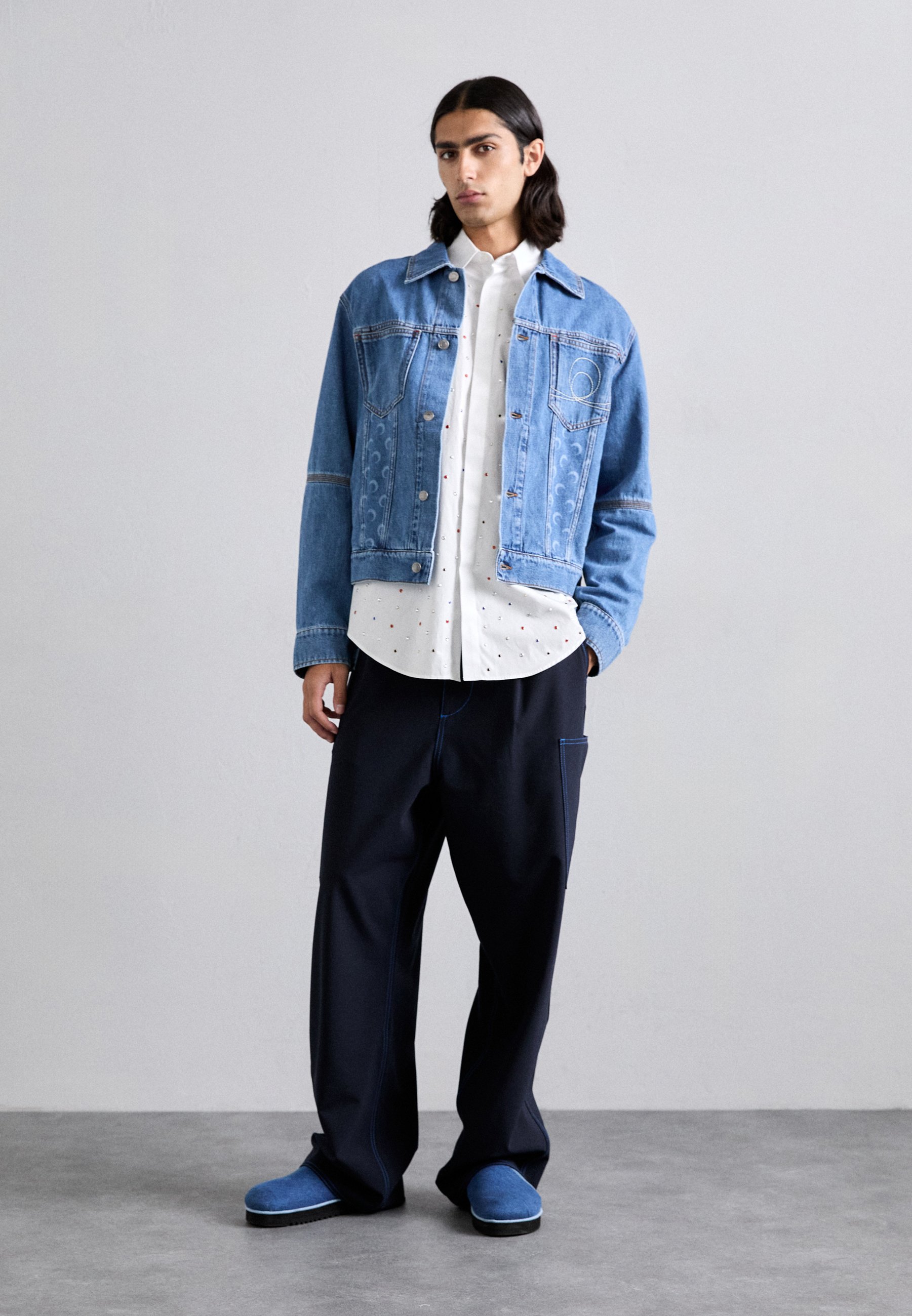 国内発送/送料関税込【MARINE SERRE】 Giubbino Moon Laser MARINE SERRE MOON LASER CROPPED JACKET - Giacca di jeans