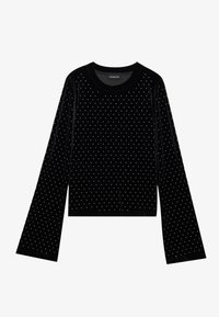 VELVET LONG SLEEVED TOP WITH STUDS - Bluză cu mânecă lungă - black