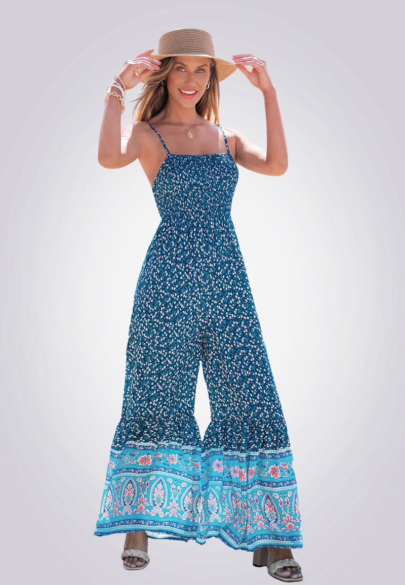 Cupshe FLORAL WIDE SPAGHETTI STRAP - Overal - dark blue floral