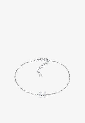 Silberne Kettenarmband mit einem charmierenden, großbuchstabigen "M" in der Mitte, mit einem Karabinerverschluss und einer verstellbaren Längenverlängerung.