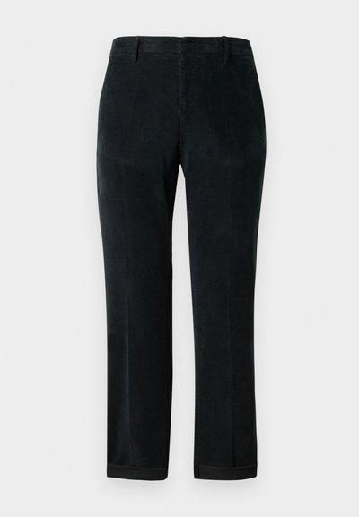 Mørke fløjlsbukser med lige snit, der har en subtil tekstur, medium talje og opsmøgede afslutninger.
