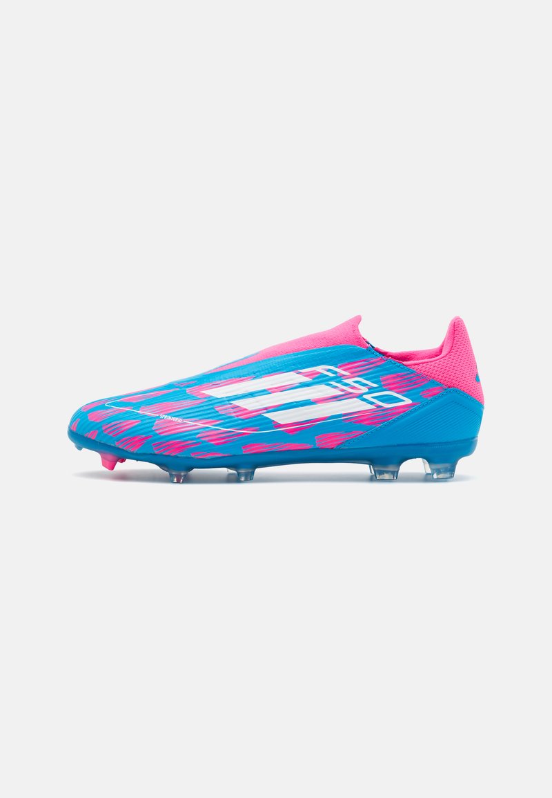 adidas Performance F50 LEAGUE LACELESS FIRM/MULTI-GROUND - Fußballschuhe für festen Untergrund - solar blue/footwear white/solar pink