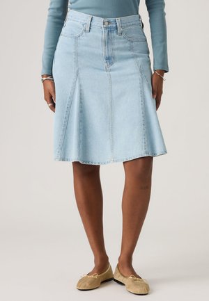 GODET KNEE LENGTH - Denimová sukňa - of course stone