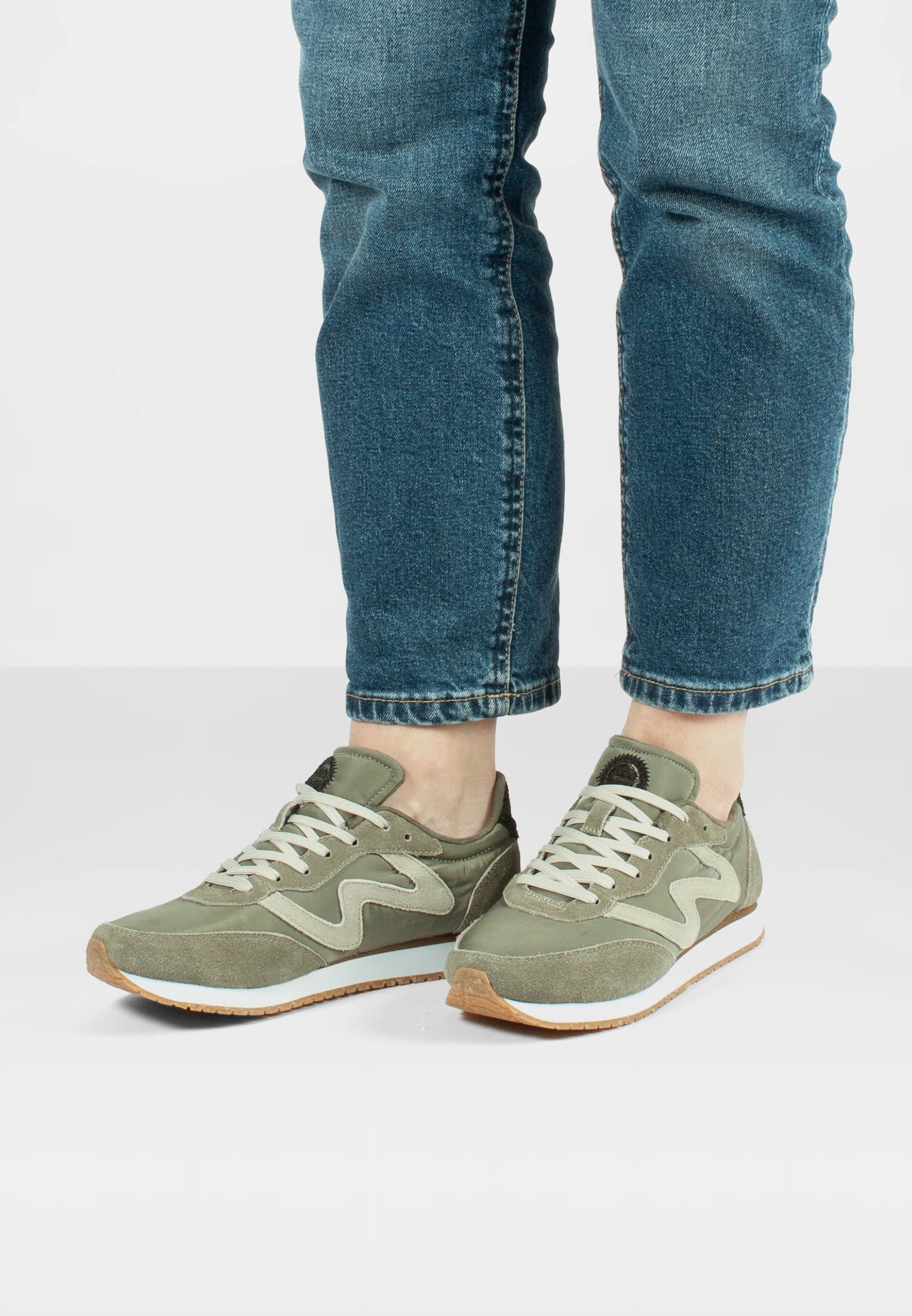 Woden Ydun Croco II leren sneakers crocoprint groen - Schoenen.nl