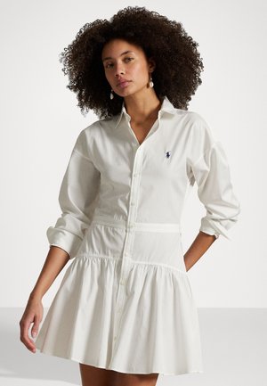 COTTON BROADCLOTH PANELED SHIRTDRESS - Vestido camisero - white