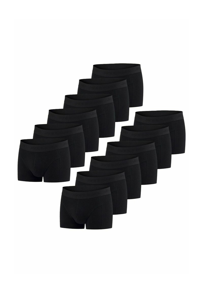 Zwarte katoenen boxershorts, met een soepele textuur, elastische tailleband en een eenvoudige, rechte snit. Verpakking van twaalf.