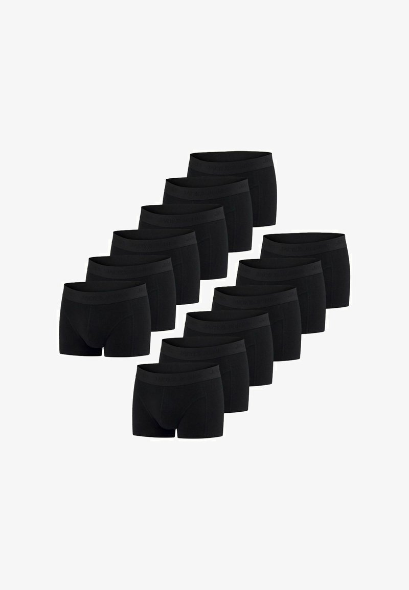 Zwarte katoenen boxershorts, met een soepele textuur, elastische tailleband en een eenvoudige, rechte snit. Verpakking van twaalf.