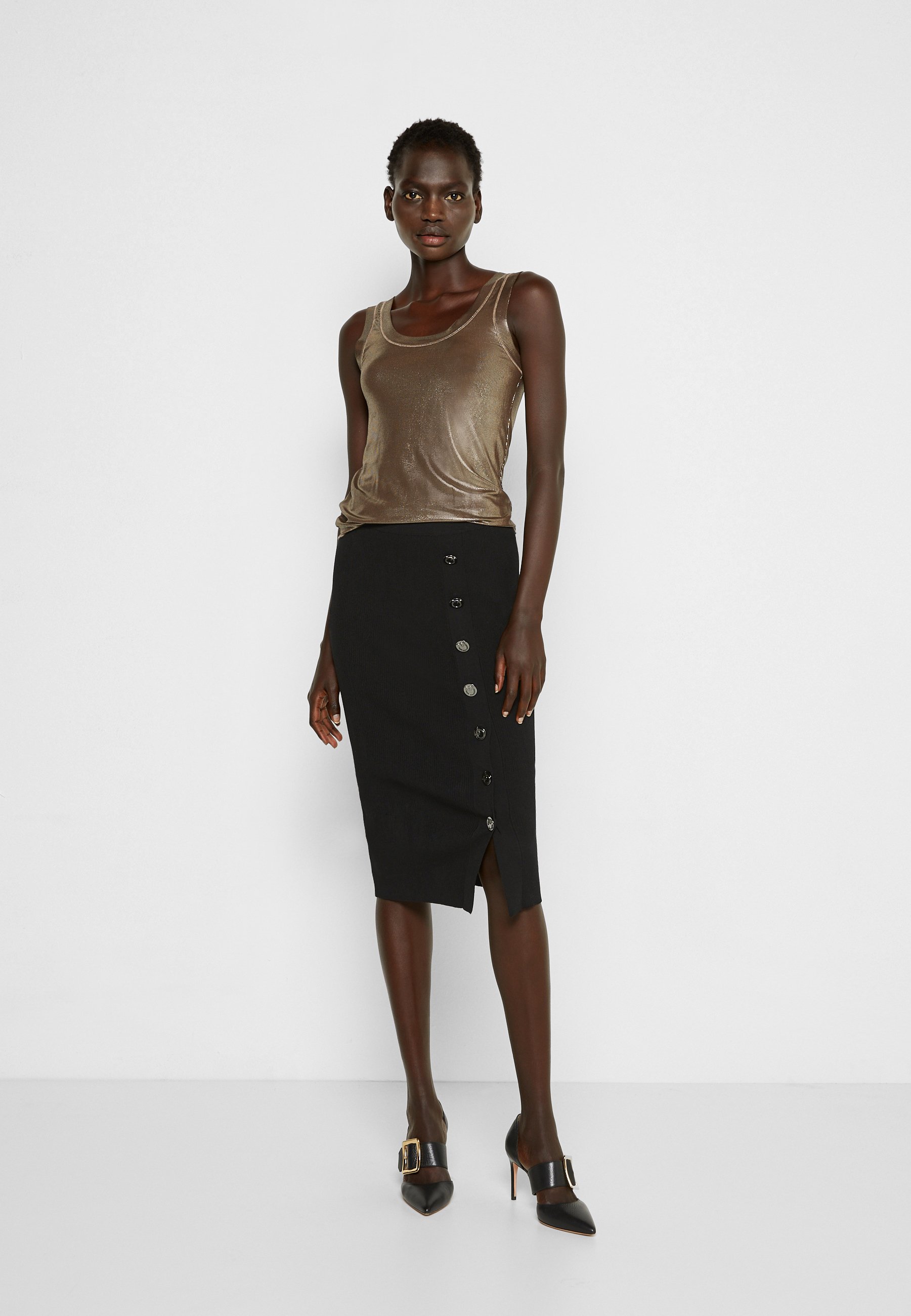 Pinko CIARDA CANOTTA COSTINA LAMINATA - Top - gold/dorato - Zalando.it