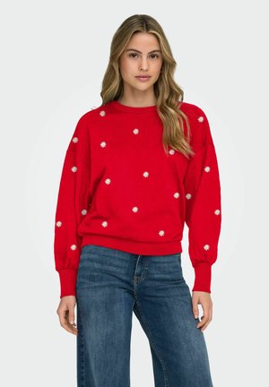 ONLBROOKE O NECK FLOWER NOOS - Collegepaita - high risk red