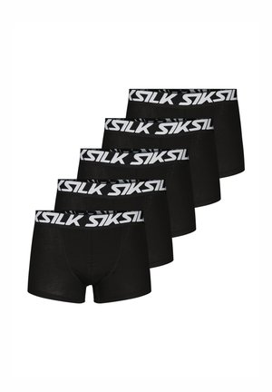 Set aus fünf schwarzen Herrenboxershorts mit breiten elastischen Bunds und auffälligem weißem "SIKSILK"-Schriftzug.